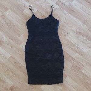 Black and Gold Bodycon Midi Dress